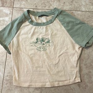 shein, girls crop top. size xs. colors, beige and green